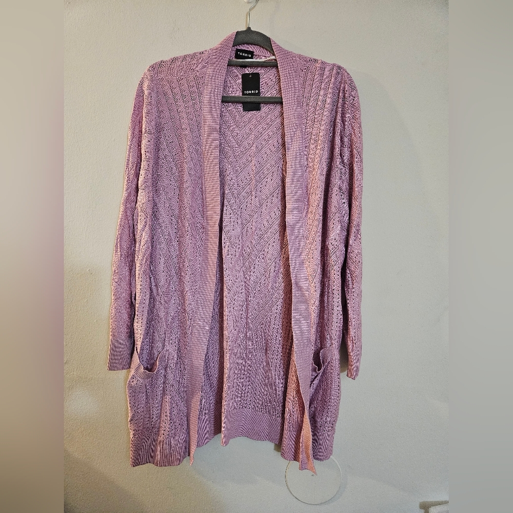 Torrid Lavender Open-Front Cardigan 2X